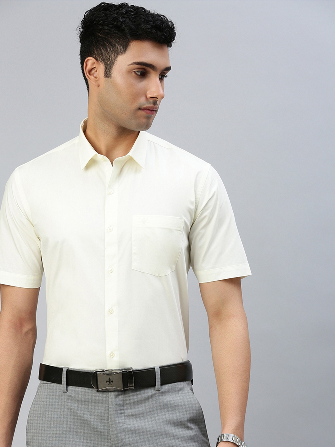 

Ramraj Spread Collar Regular Fit Semi Sheer Cotton Casual Shirt, Cream