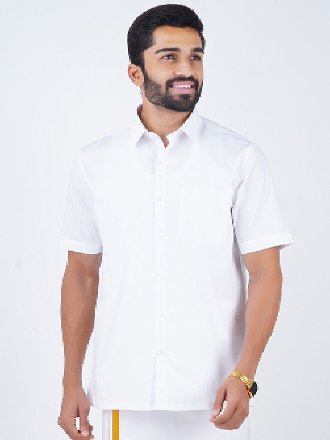 

Ramraj Pure Cotton Casual Shirt, White
