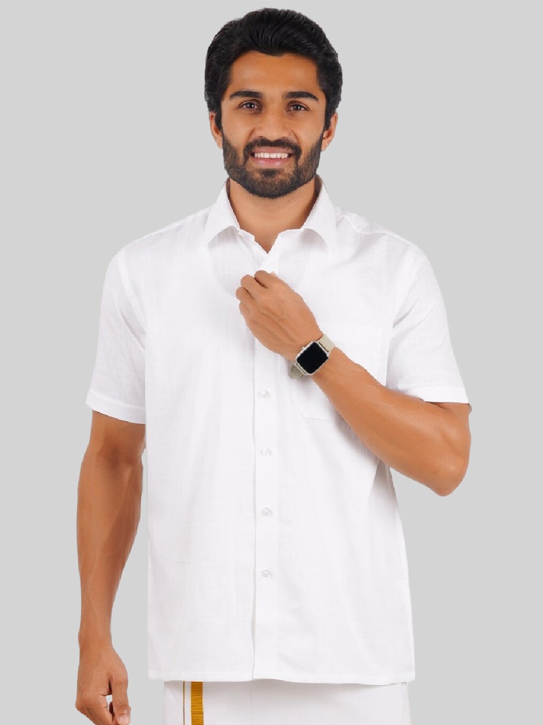 

Ramraj Spread Collar Regular Fit Semi Sheer Cotton Casual Shirt, White