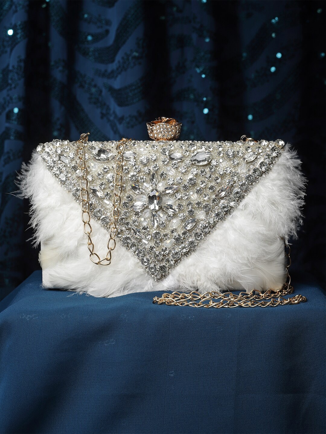 

Anekaant Embellished Buckle Detail Box Clutch, White