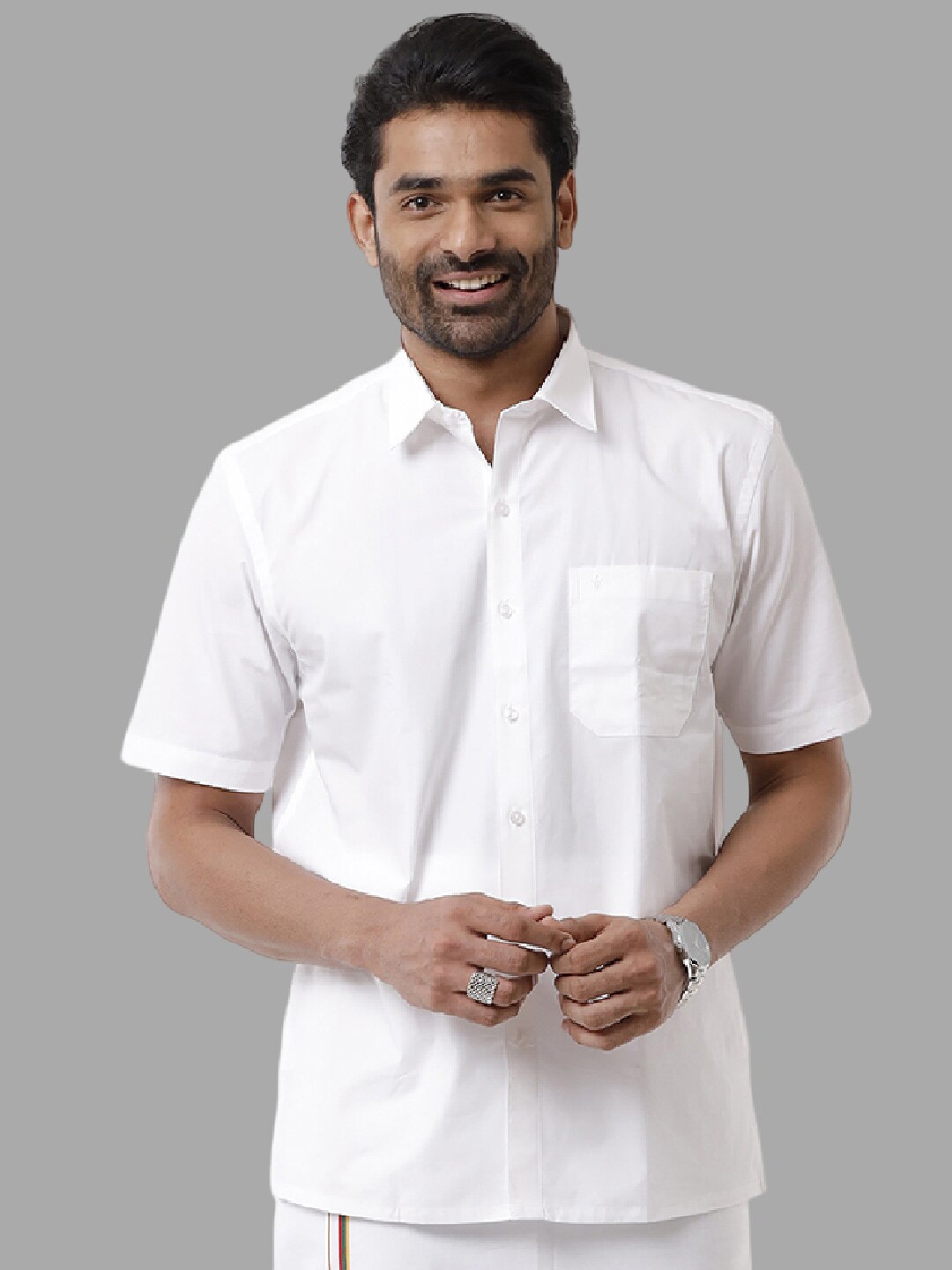 

Ramraj Spread Collar Regular Fit Semi Sheer Cotton Casual Shirt, White