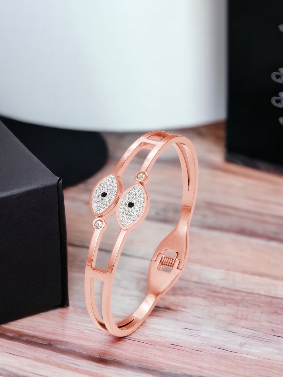 

MYKI Rose Gold-Plated Cubic Zirconia Kada Bracelet