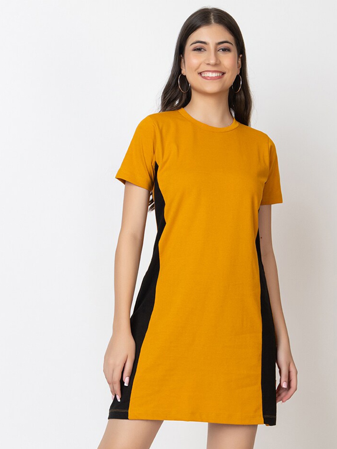 

KEPA Colourblocked Cotton A-Line Mini Dress, Mustard