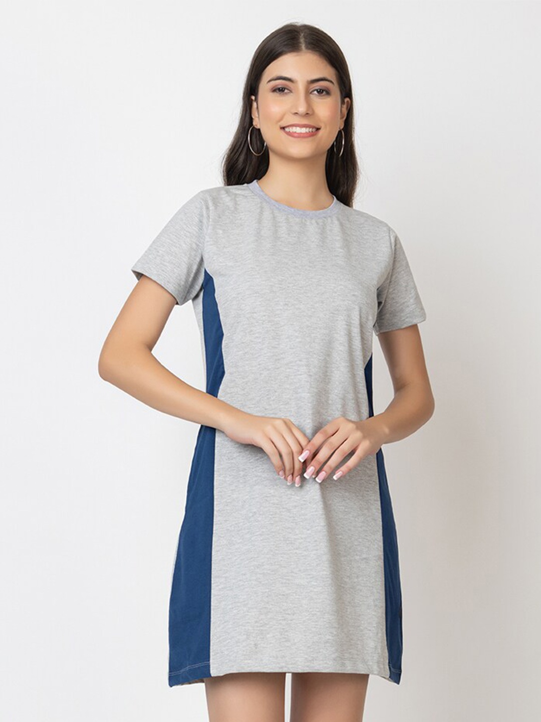 

KEPA Colourblocked Cotton A-Line Mini Dress, Grey