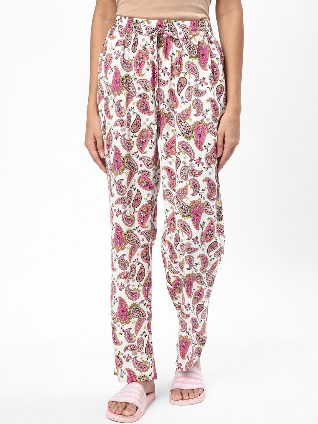 

R&B Ethnic Motifs Printed Mid-Rise Lounge Pants, Pink