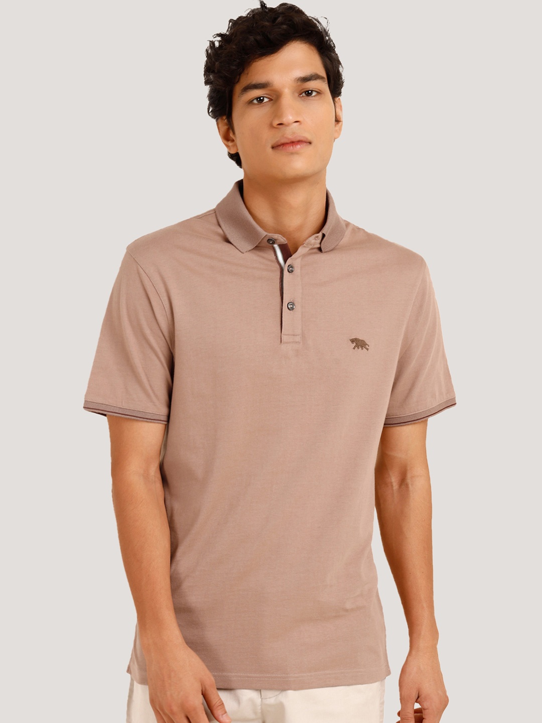 

Andamen Polo Collar Cotton T-shirt, Brown