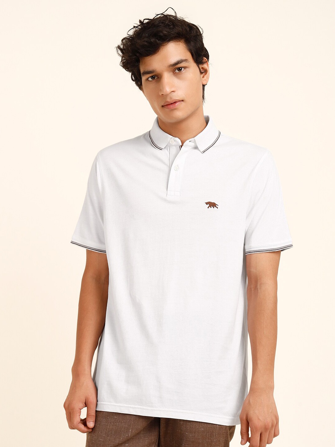 

Andamen Polo Collar Pure Cotton T-shirt, White