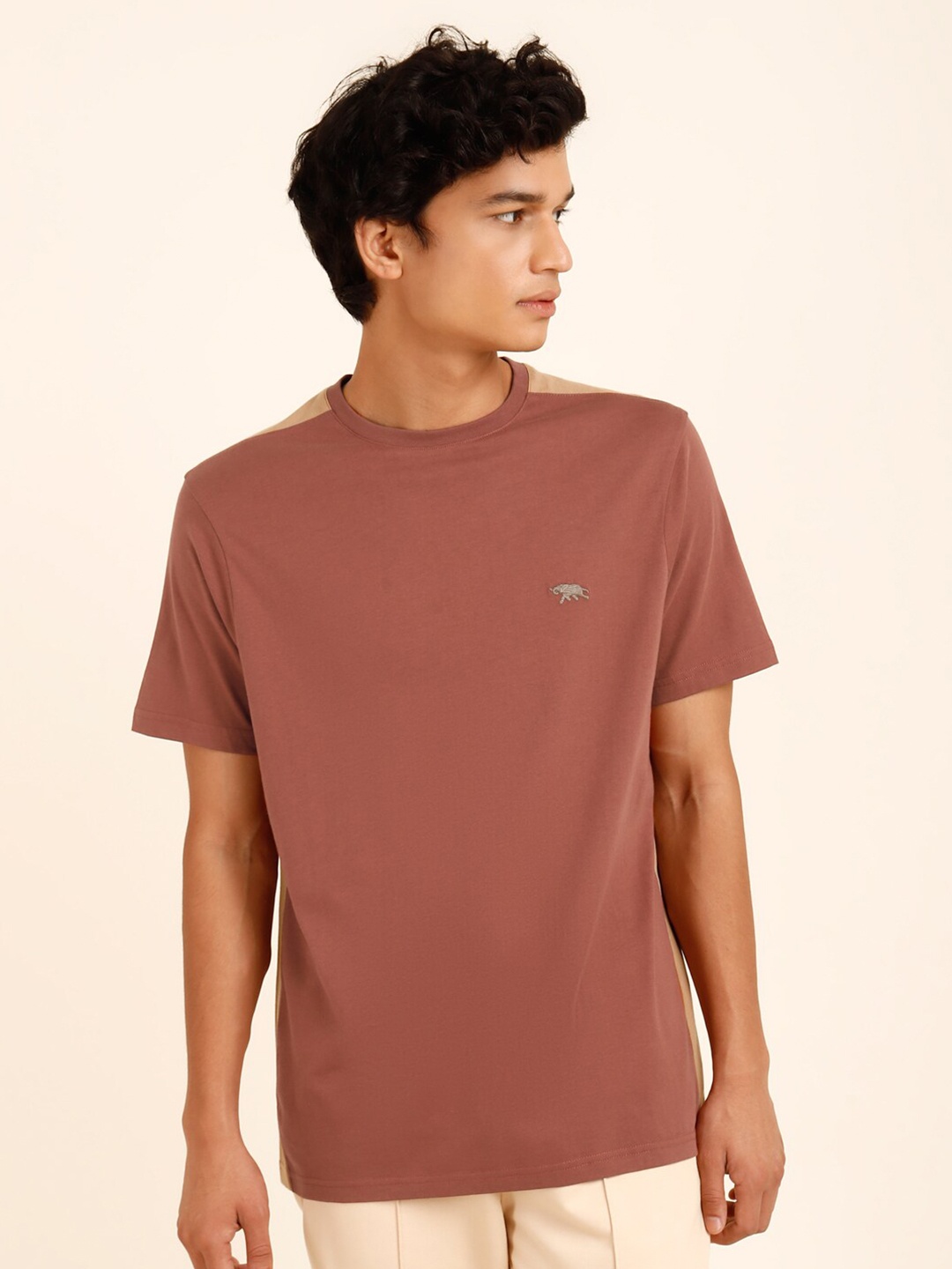 

Andamen Round Neck Pure Cotton T-shirt, Brown