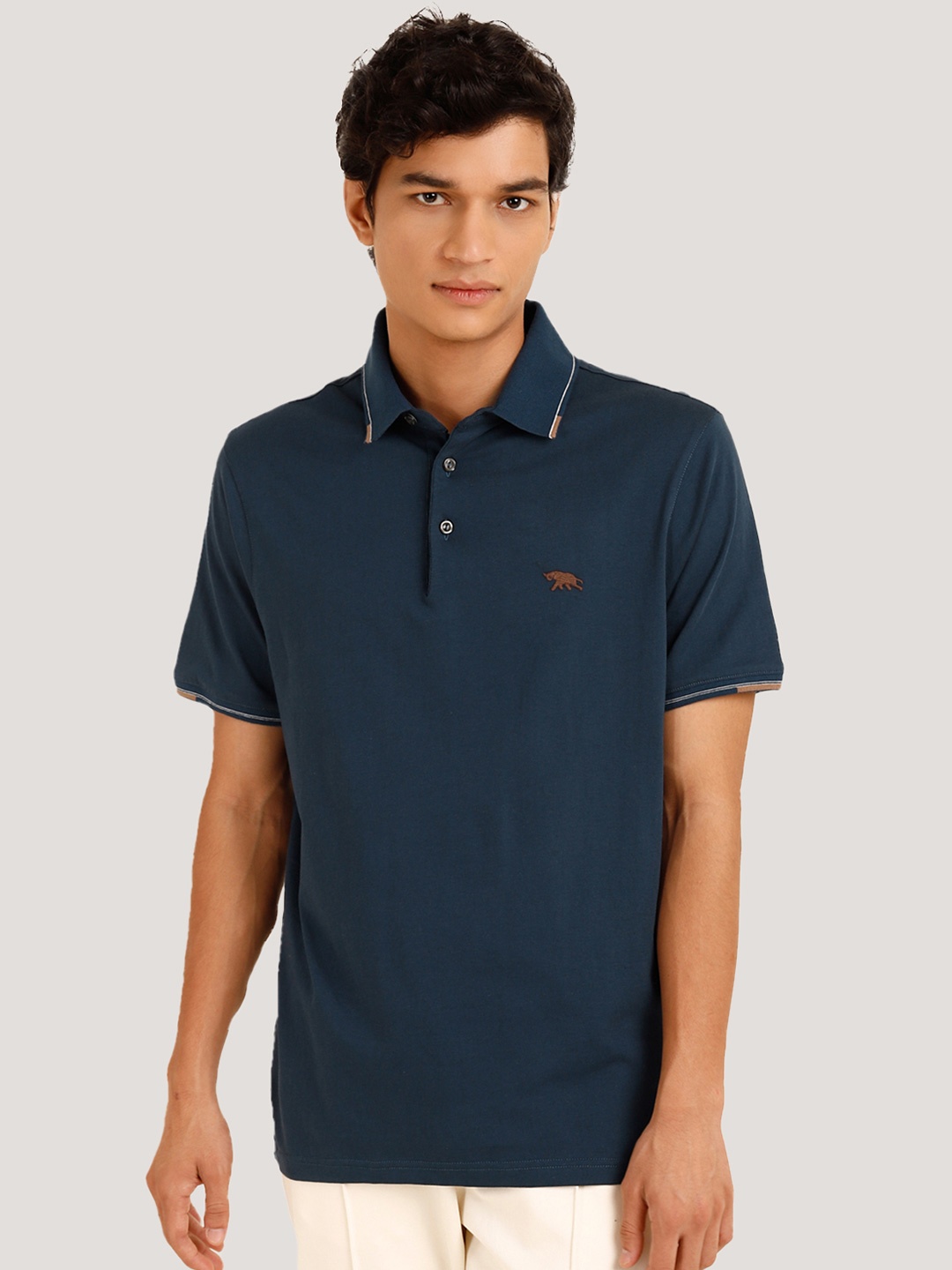 Andamen Polo Collar Cotton T-shirt, Blue
