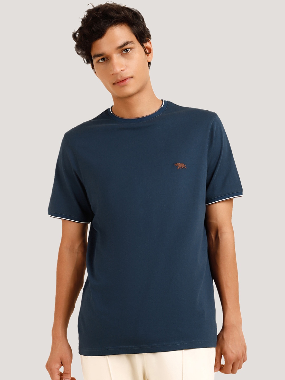 

Andamen Round Neck Cotton T-shirt, Blue