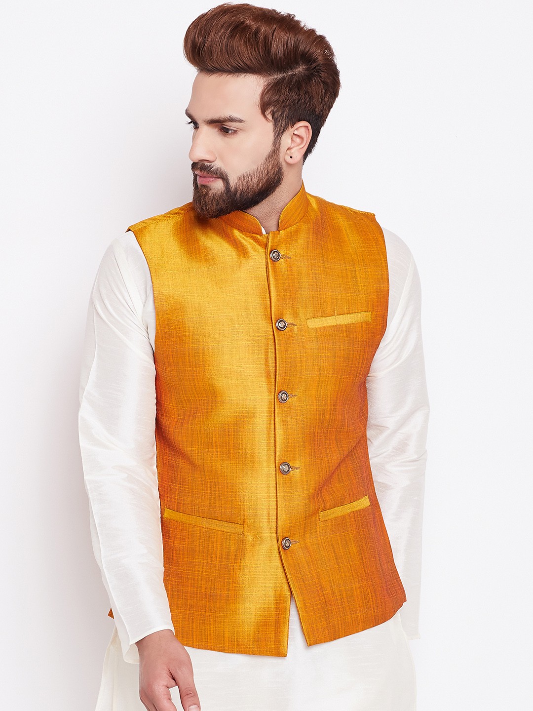 

SOJANYA Mustard Yellow Nehru Jacket