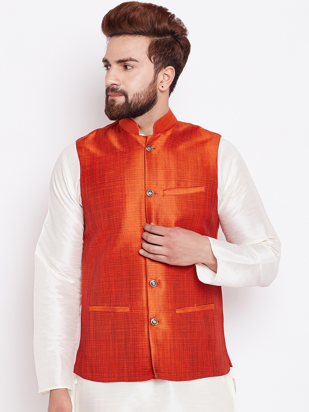 

SOJANYA Orange Nehru Jacket