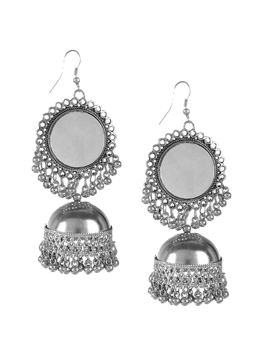 

PRASUB Stainless Steel Oval Jhumkas Earrings, Silver