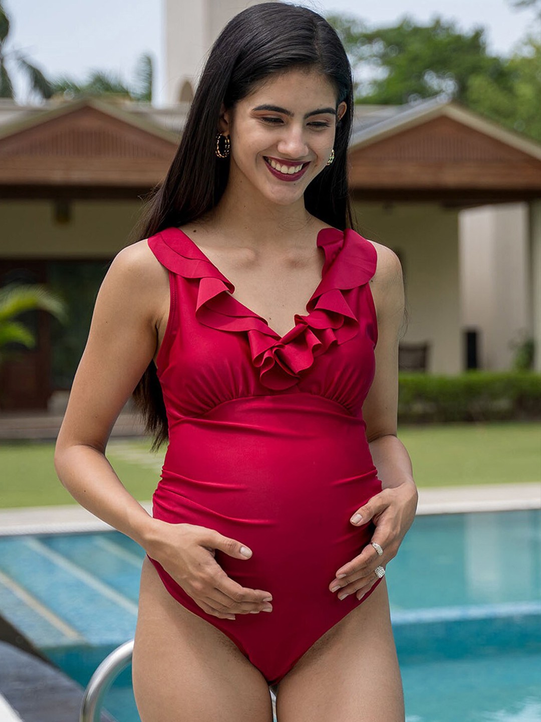 

Momsoon V-Neck Maternity Bodysuit, Maroon