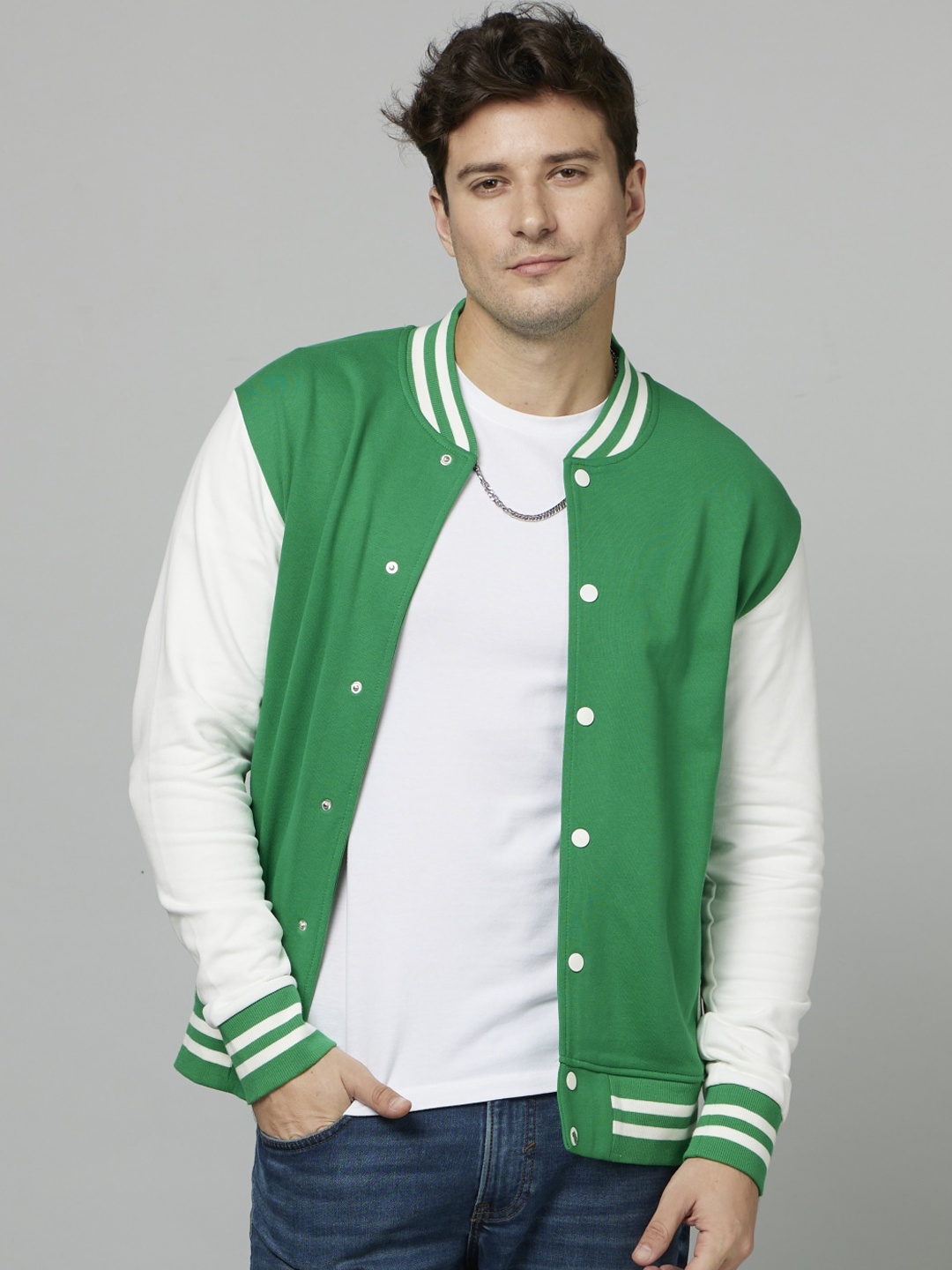 

Celio Colourblocked Varsity Jacket, Green