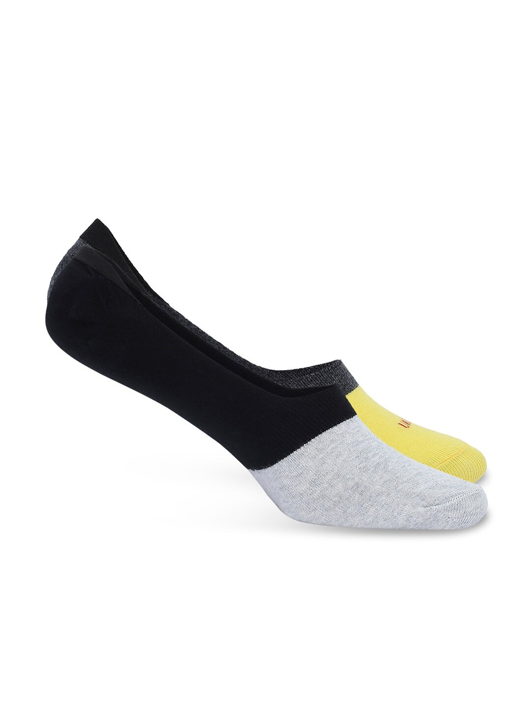 UnderJeans by Spykar Men Pack Of 2 Colourblocked Shoe Liners, Grey melange