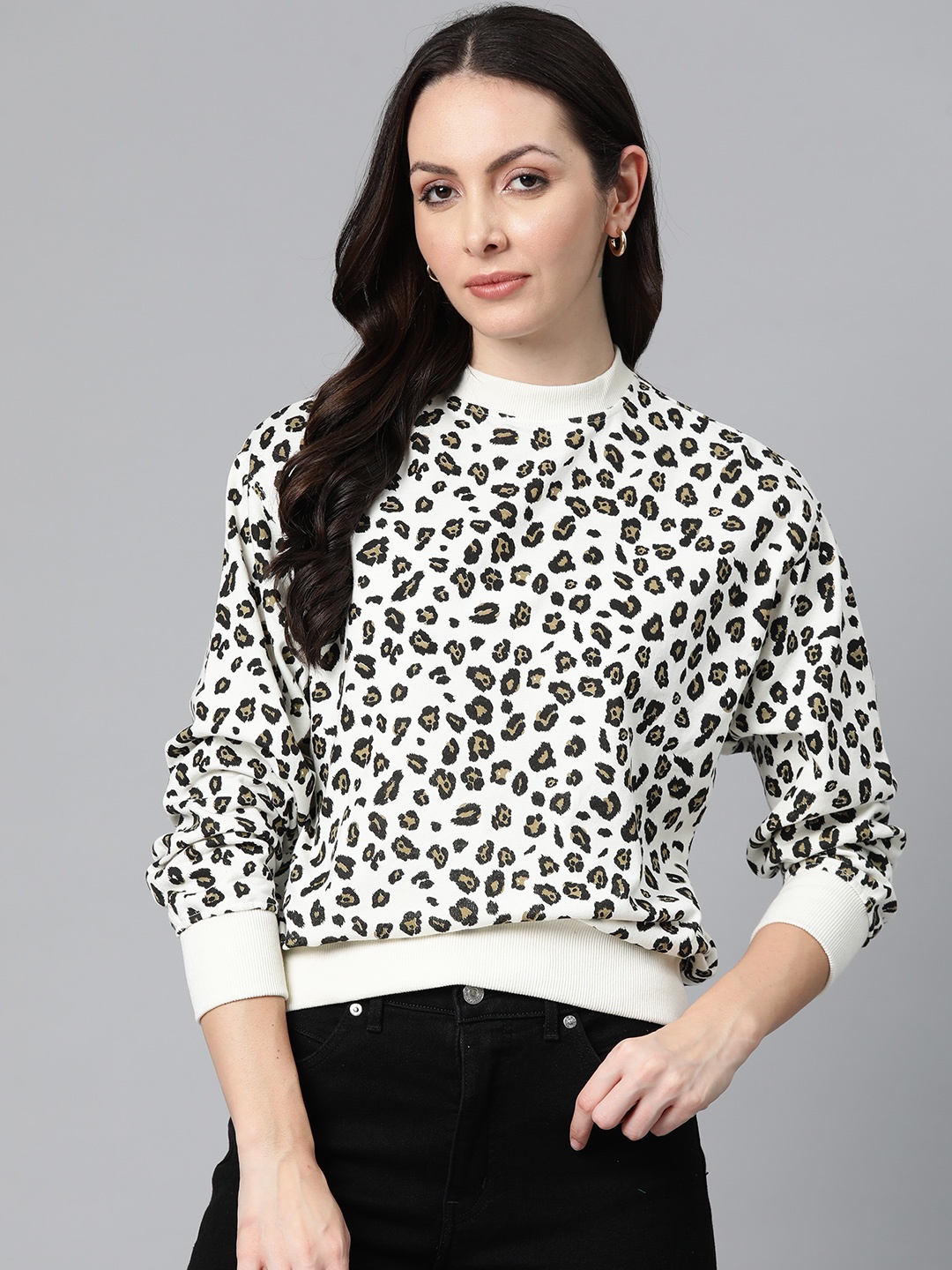 

Laabha Women Printed Sweatshirt, White