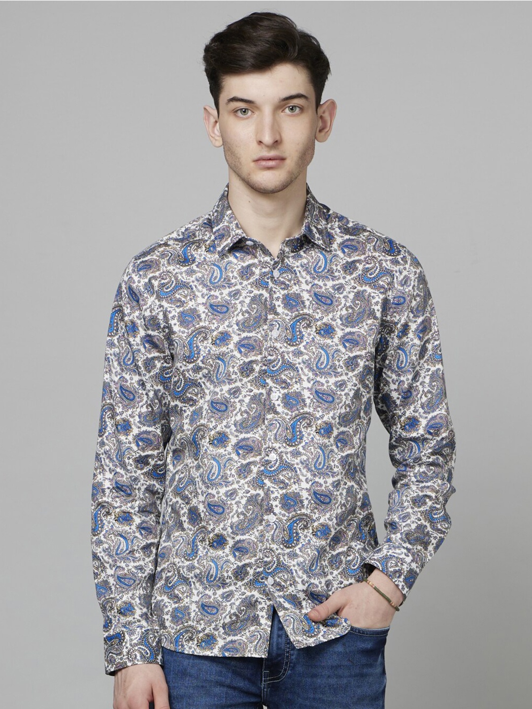 

Celio Ethnic Motifs Printed Cotton Classic Regular Fit Shirt, White