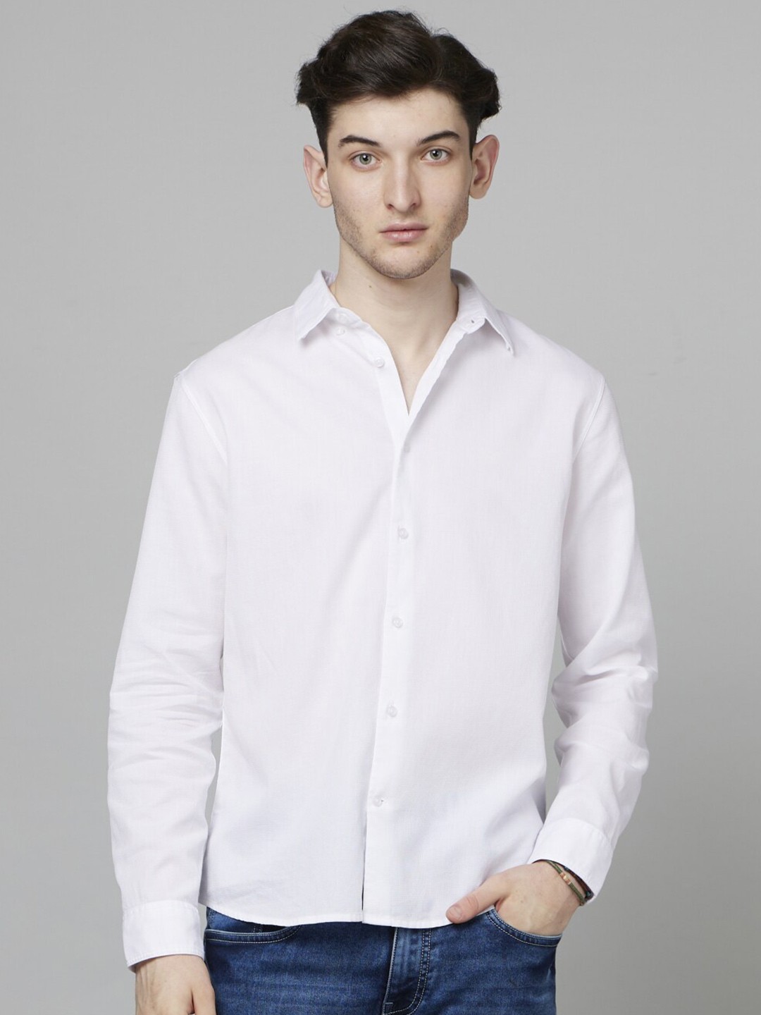 

Celio Classic Regular Fit Spread Collar Opaque Cotton Casual Shirt, White