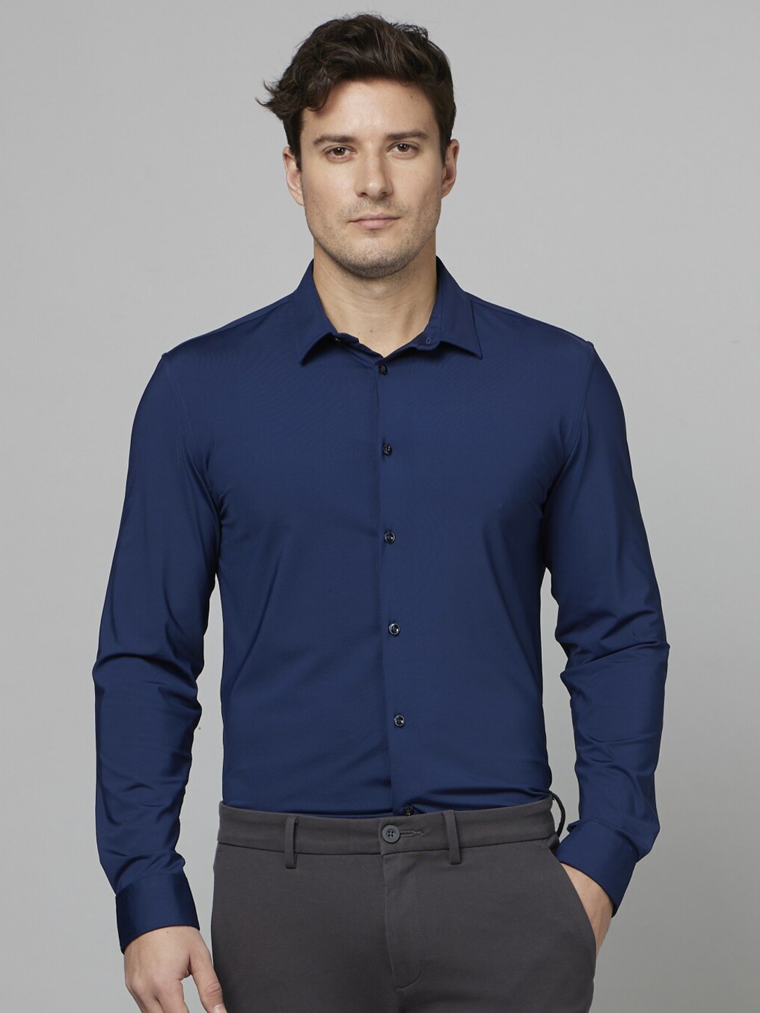 

Celio Regular Fit Shirt Collar Opaque Cotton Formal Shirt, Navy blue