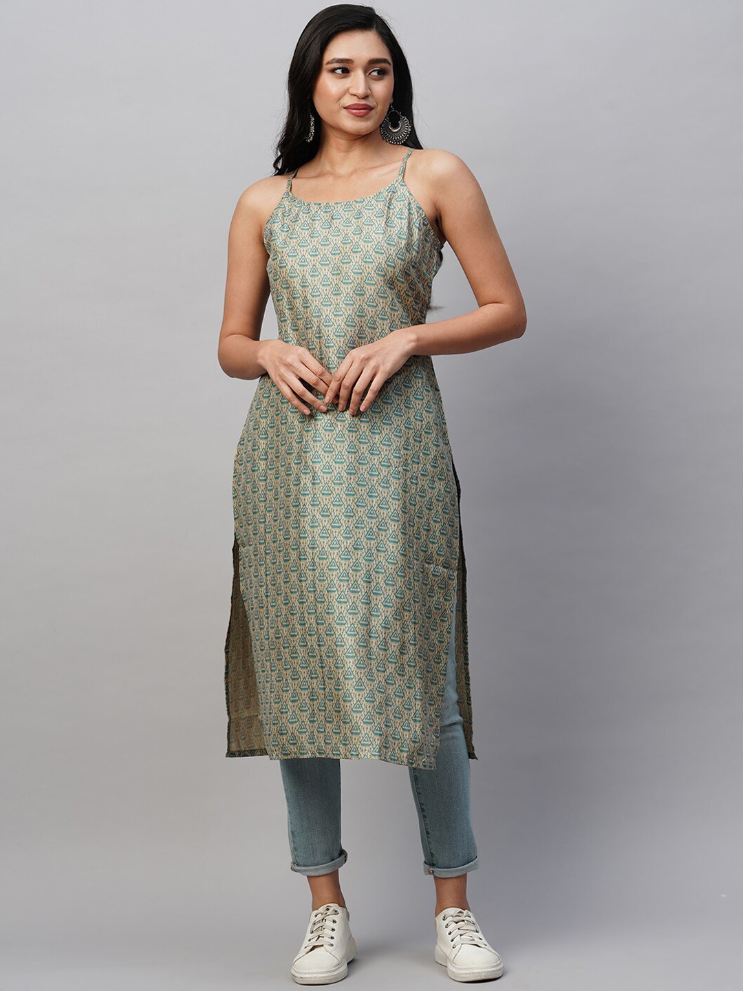 

HEEPOSH Paisley Flared Sleeves Kurta, Beige