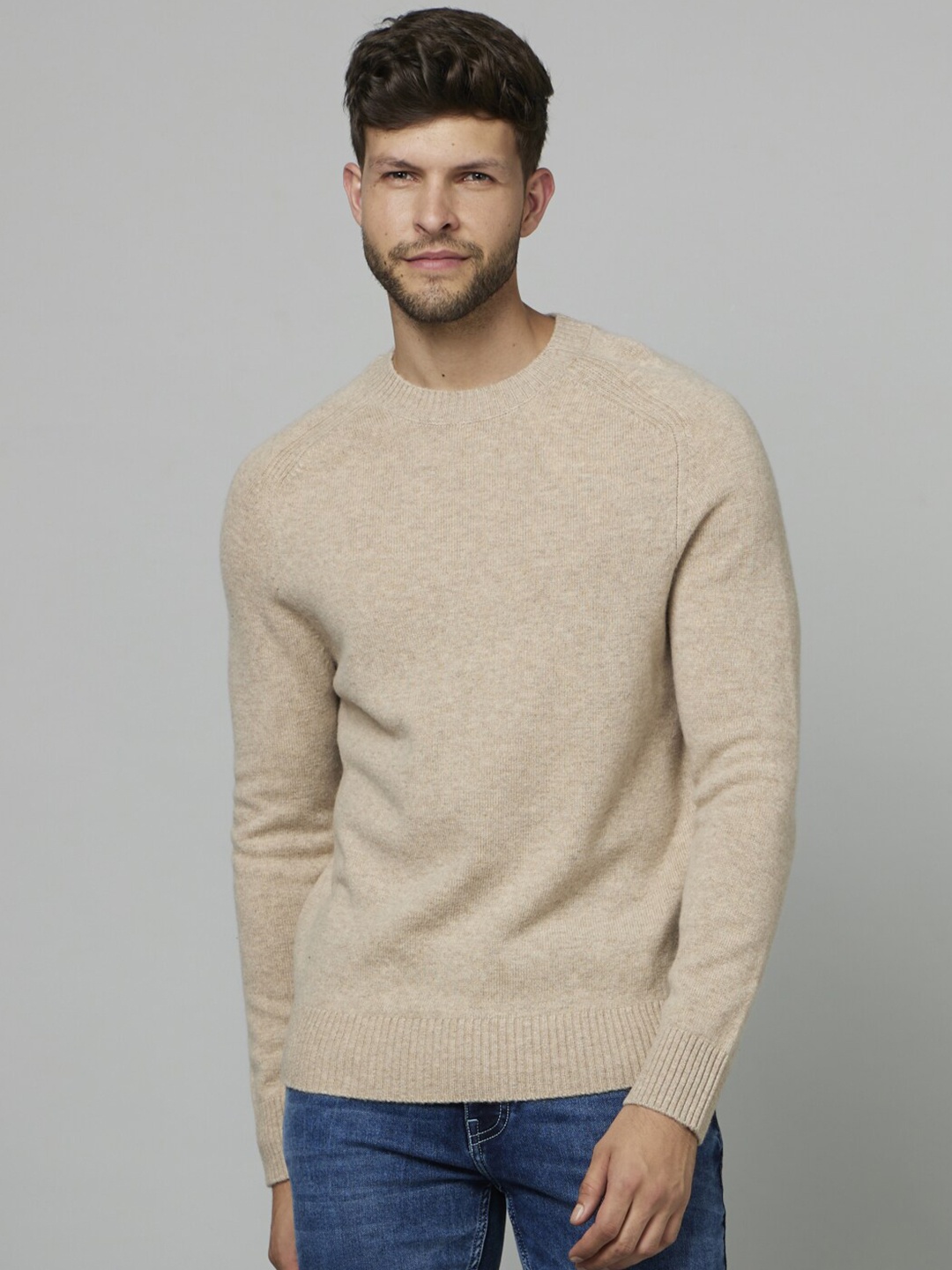 

Celio Round Neck Cotton Pullover, Beige