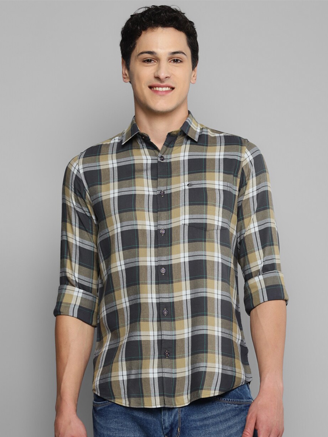 

Allen Cooper India Slim Tartan Checks Opaque Casual Shirt, Teal