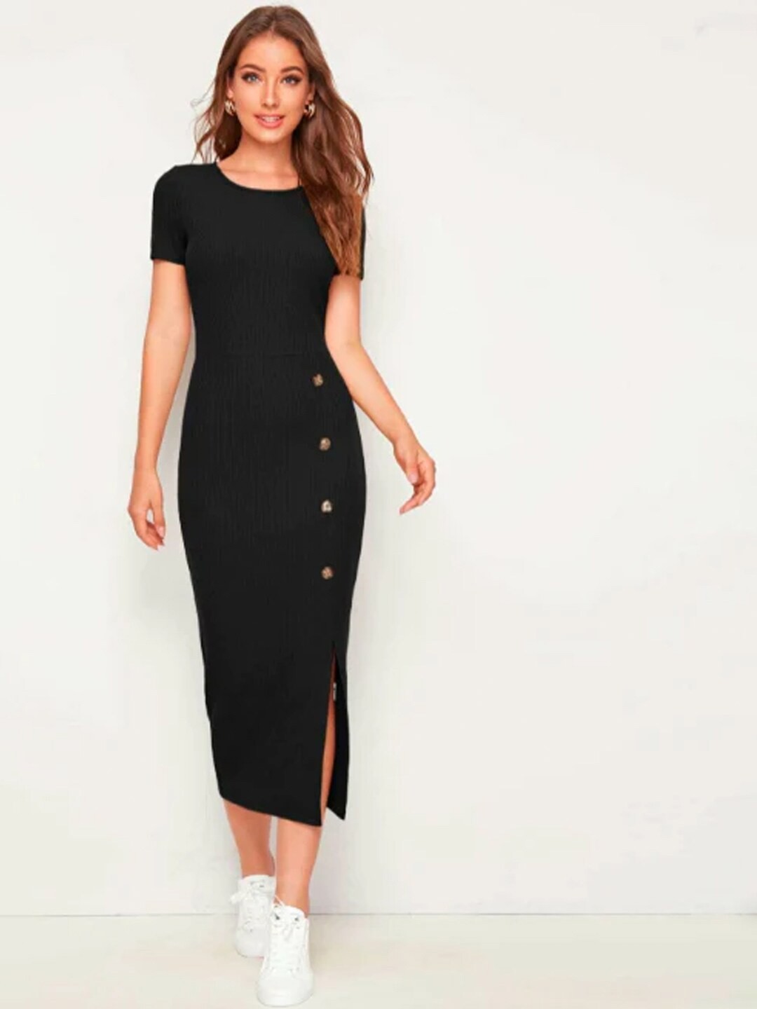 

Styched Sheath Bodcon Dress, Black