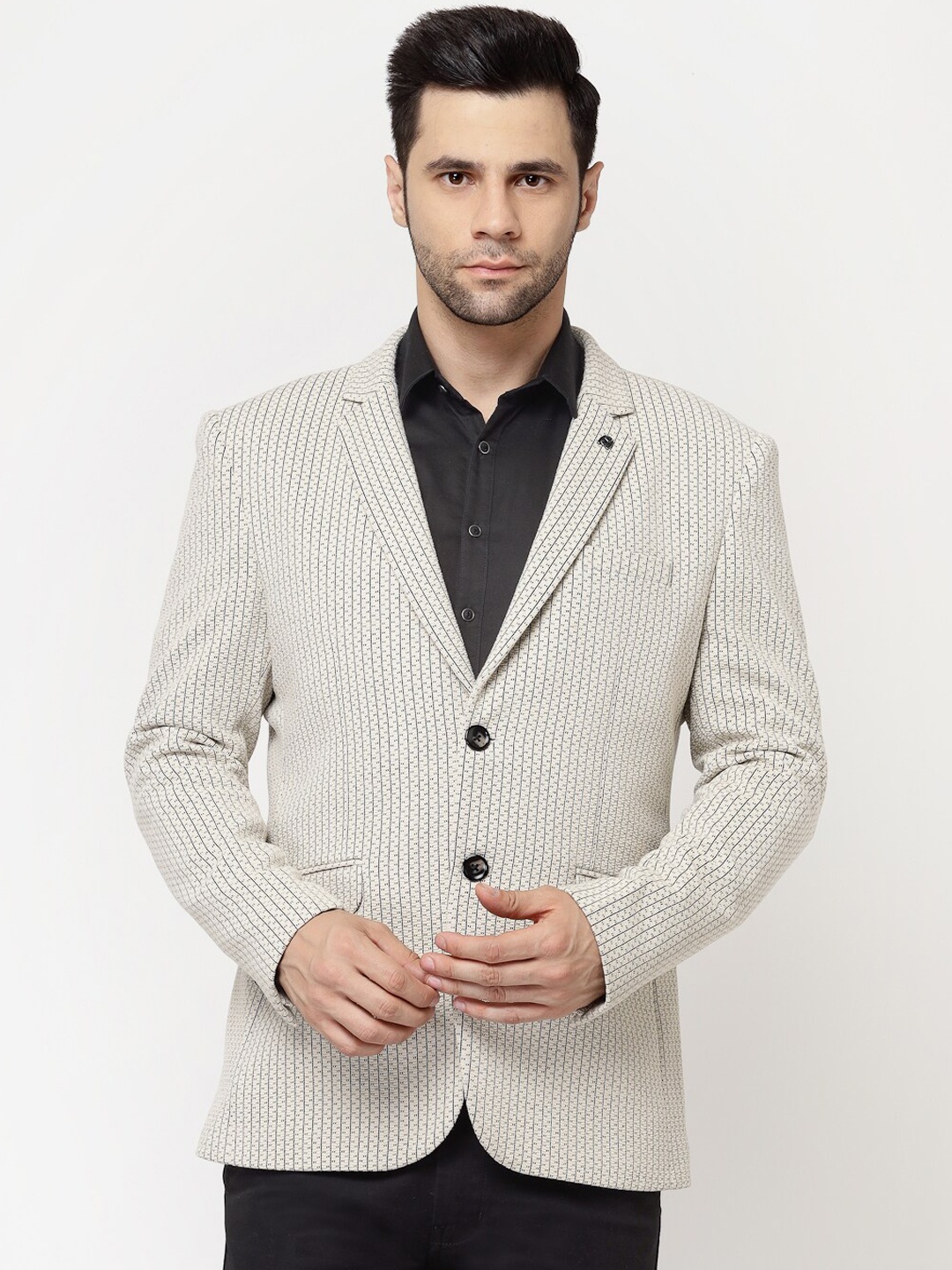 

Spykee Self Design Single-Breasted Slim Fit Blazer, Beige