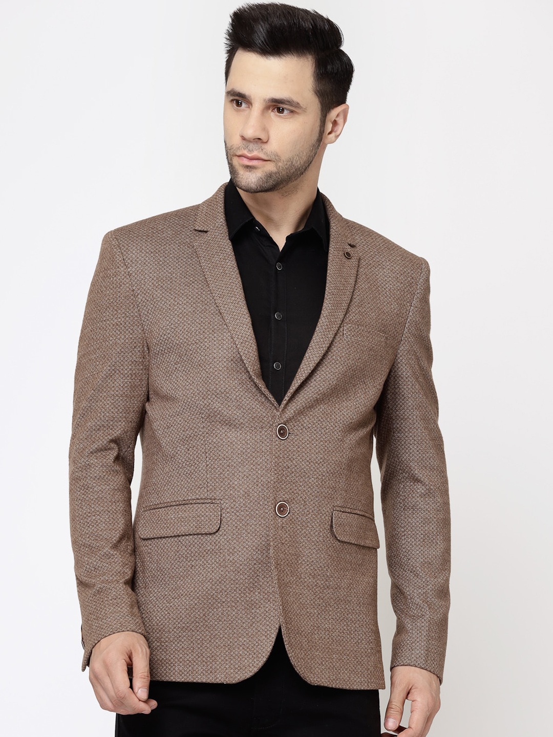

Spykee Self Design Single-Breasted Slim Fit Blazer, Brown