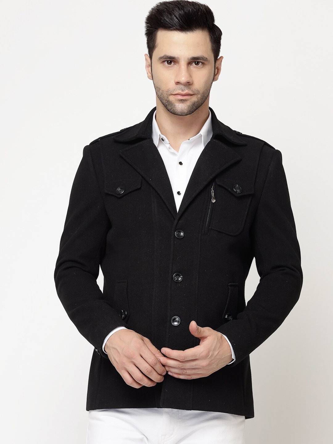 

Spykee Notched Lapel Single-Breasted Slim Fit Blazers, Black
