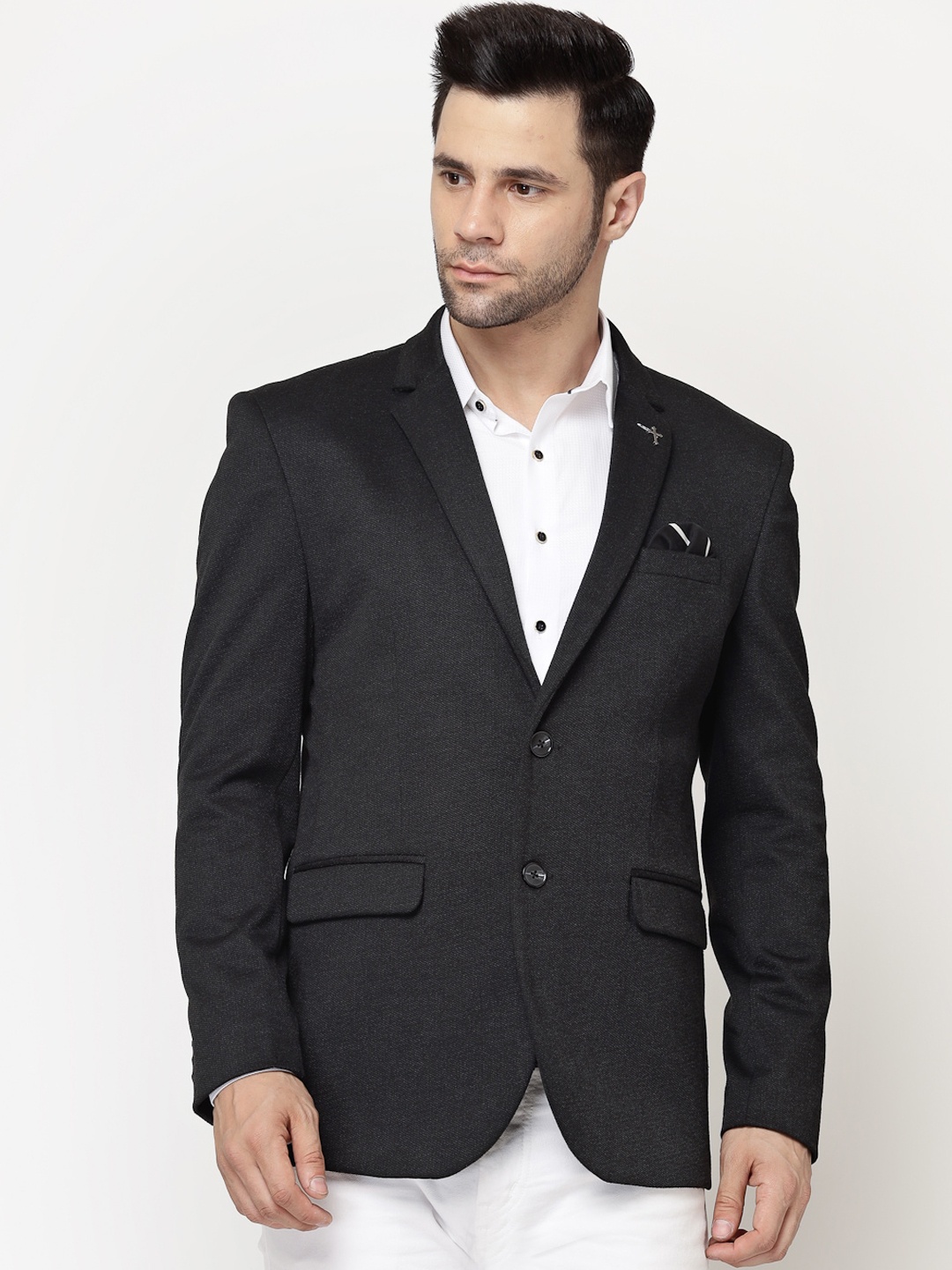

Spykee Notched Lapel Single Breasted Slim-Fit Blazer, Black