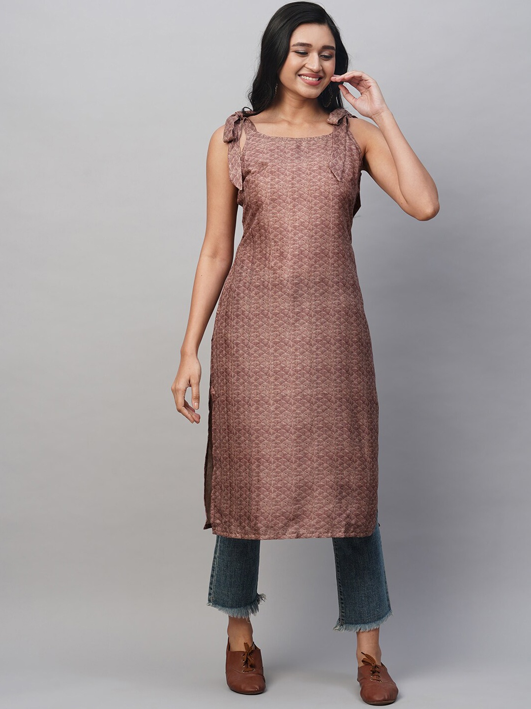 

HEEPOSH Women Rose Gold Handloom Kurta
