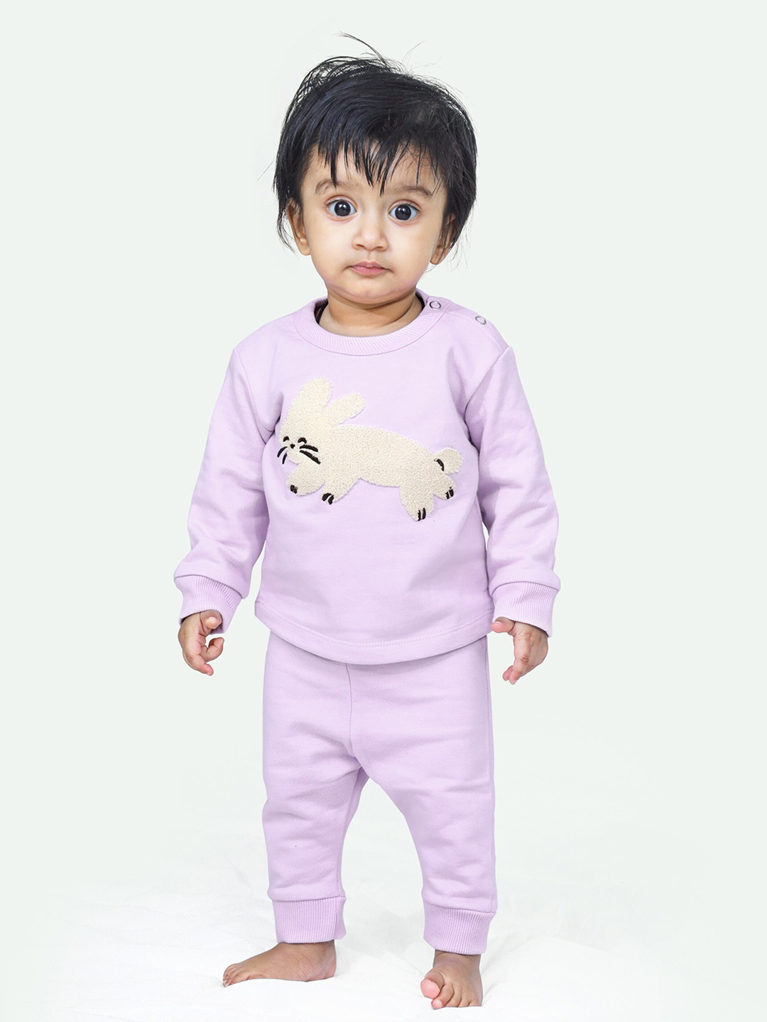 

Ariel Kids Purple Applique Printed Cotton T-Shirts with Pyjamas