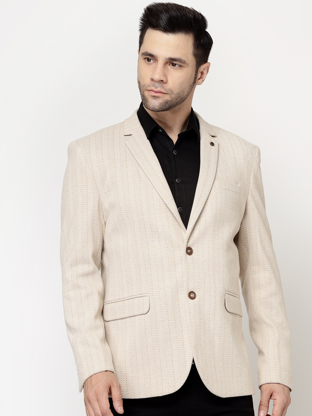 

Spykee Self Design Single-Breasted Slim Fit Blazer, Beige
