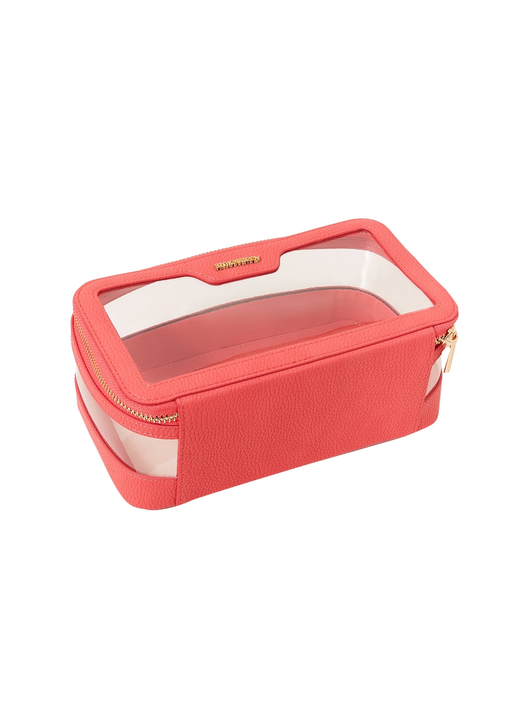 

Accessorize London Women Faux Leather Clear Make Up Bag, Red