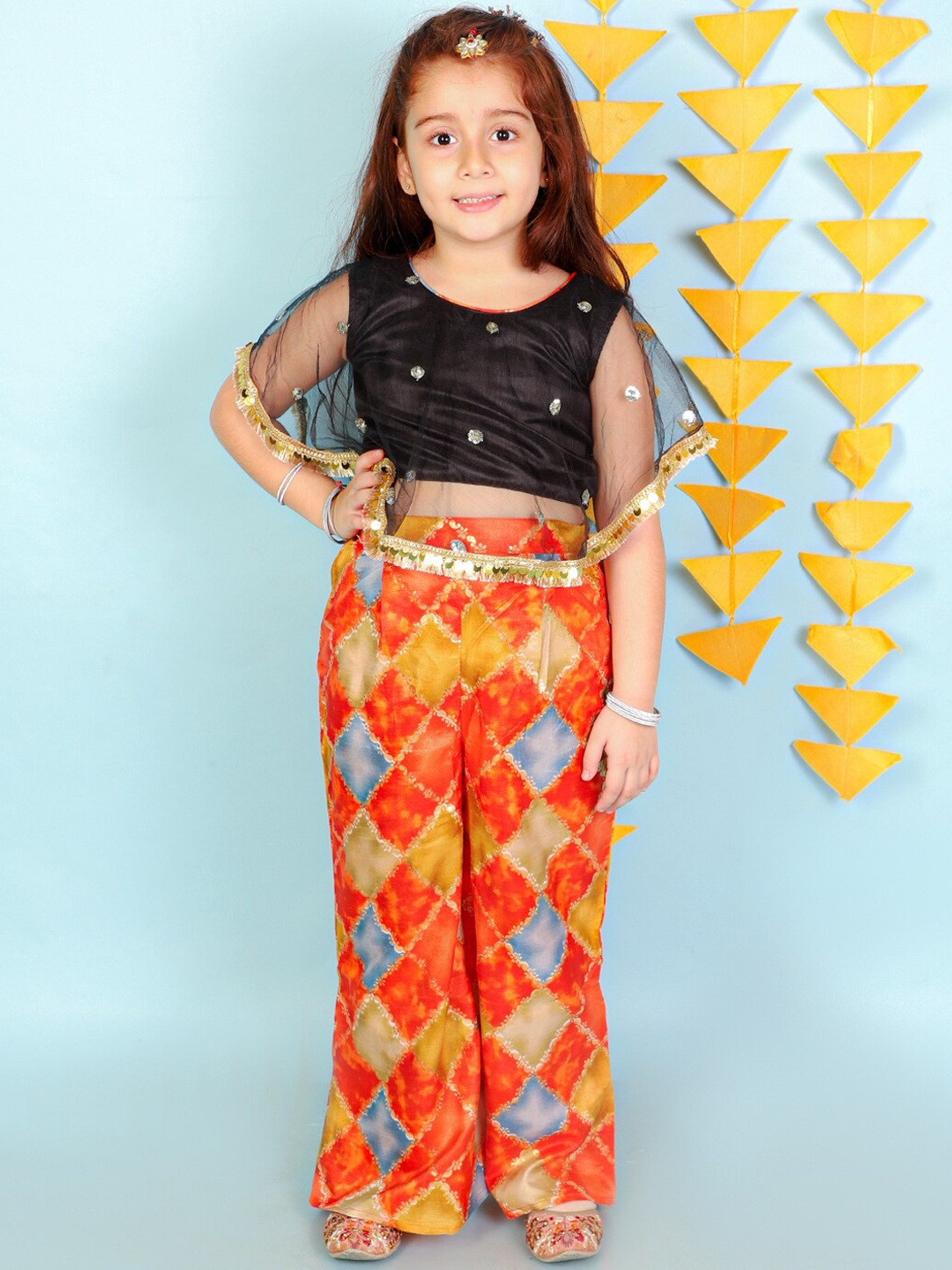 

KID1 Girls Embellished Top with Palazzos, Black