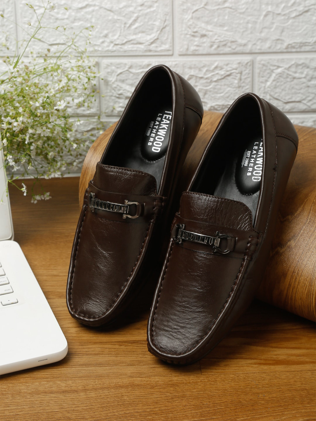 

Teakwood Leathers Men Comfort Insole Leather Horsebit Loafers, Brown