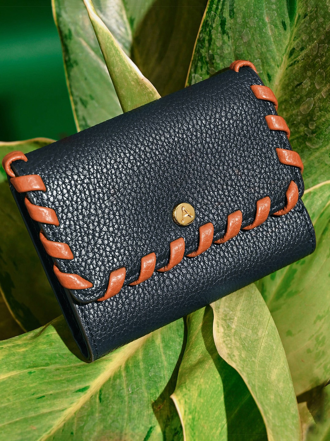 

Accessorize London Women's Faux Leather Navy Whipstitch Purse, Navy blue