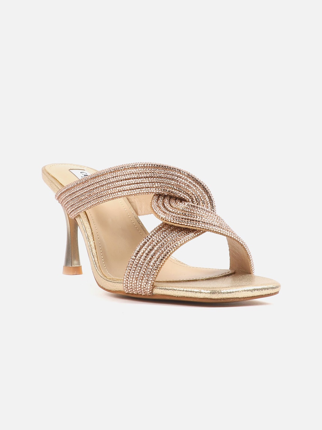 Carlton London Embellished Open Toe Slim Heels, Gold