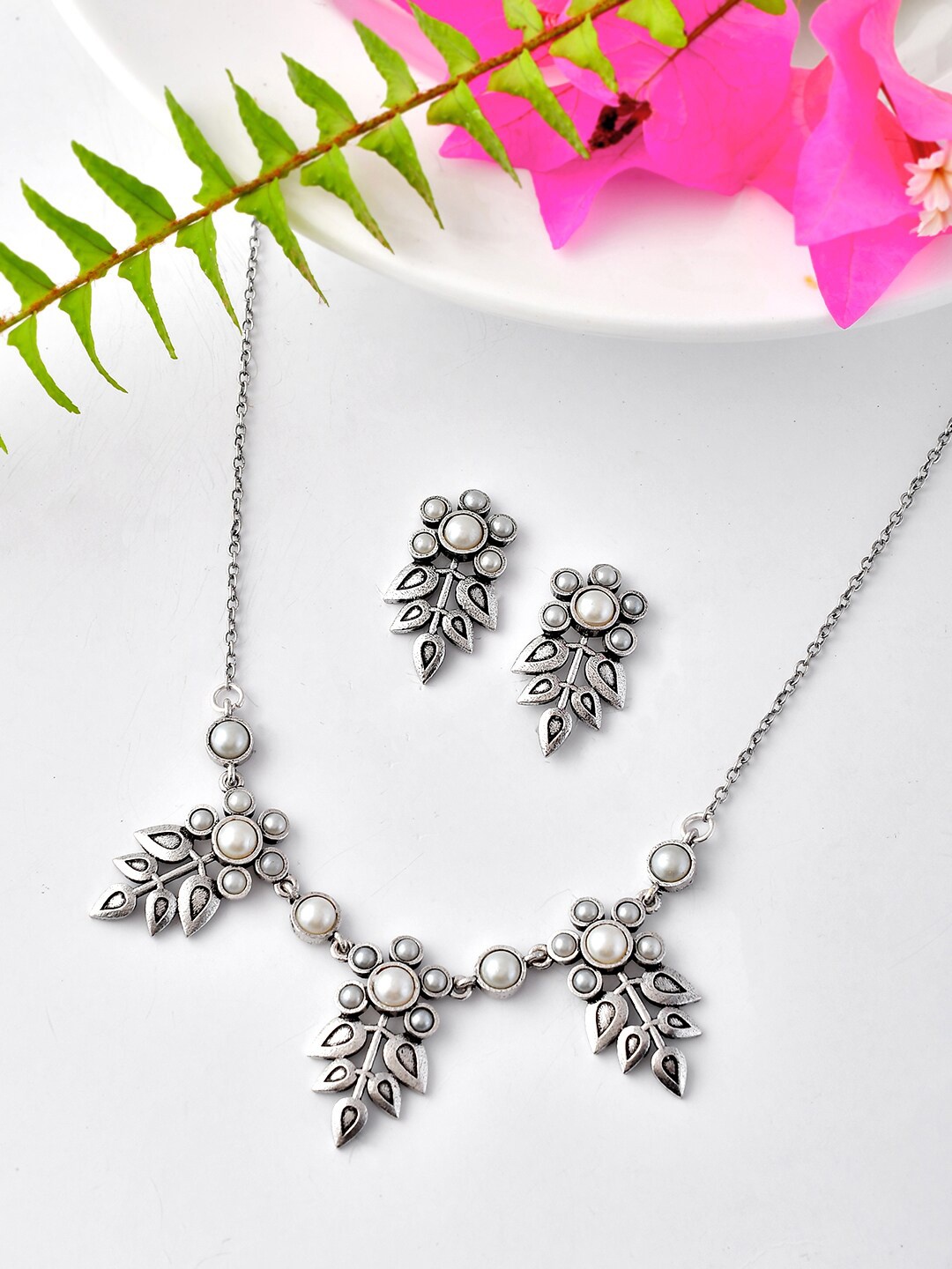 

Voylla Silver-Plated Jewellery Set