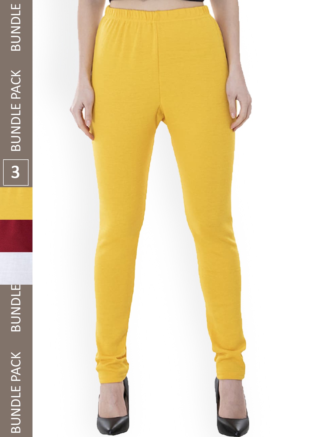 

IndiWeaves Pack Of 3 Ankle Length Leggings, Yellow
