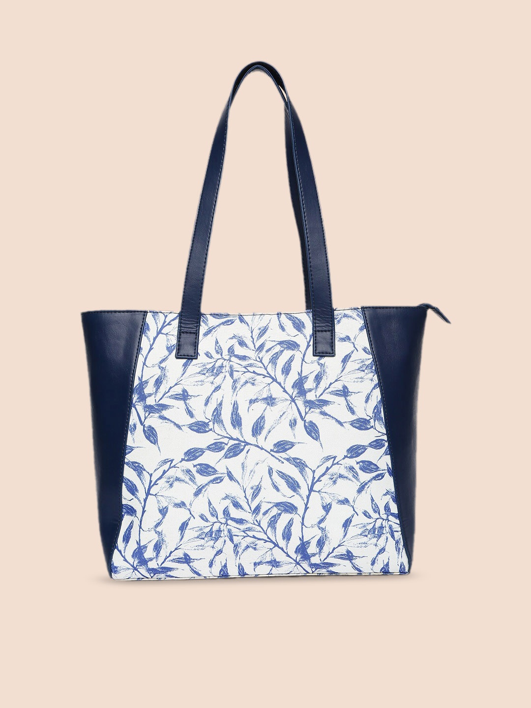 

Mast & Harbour Blue & White Floral Printed Oversized Structured Tote Bag