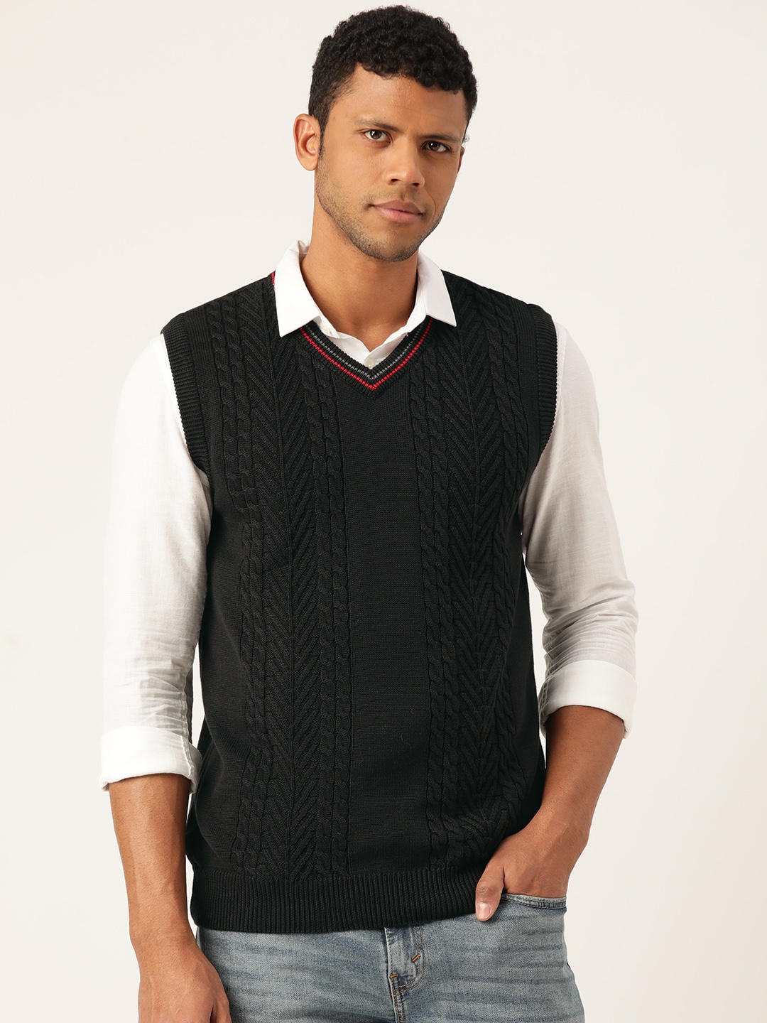 

Monte Carlo Cable Knit Sweater Vest, Black