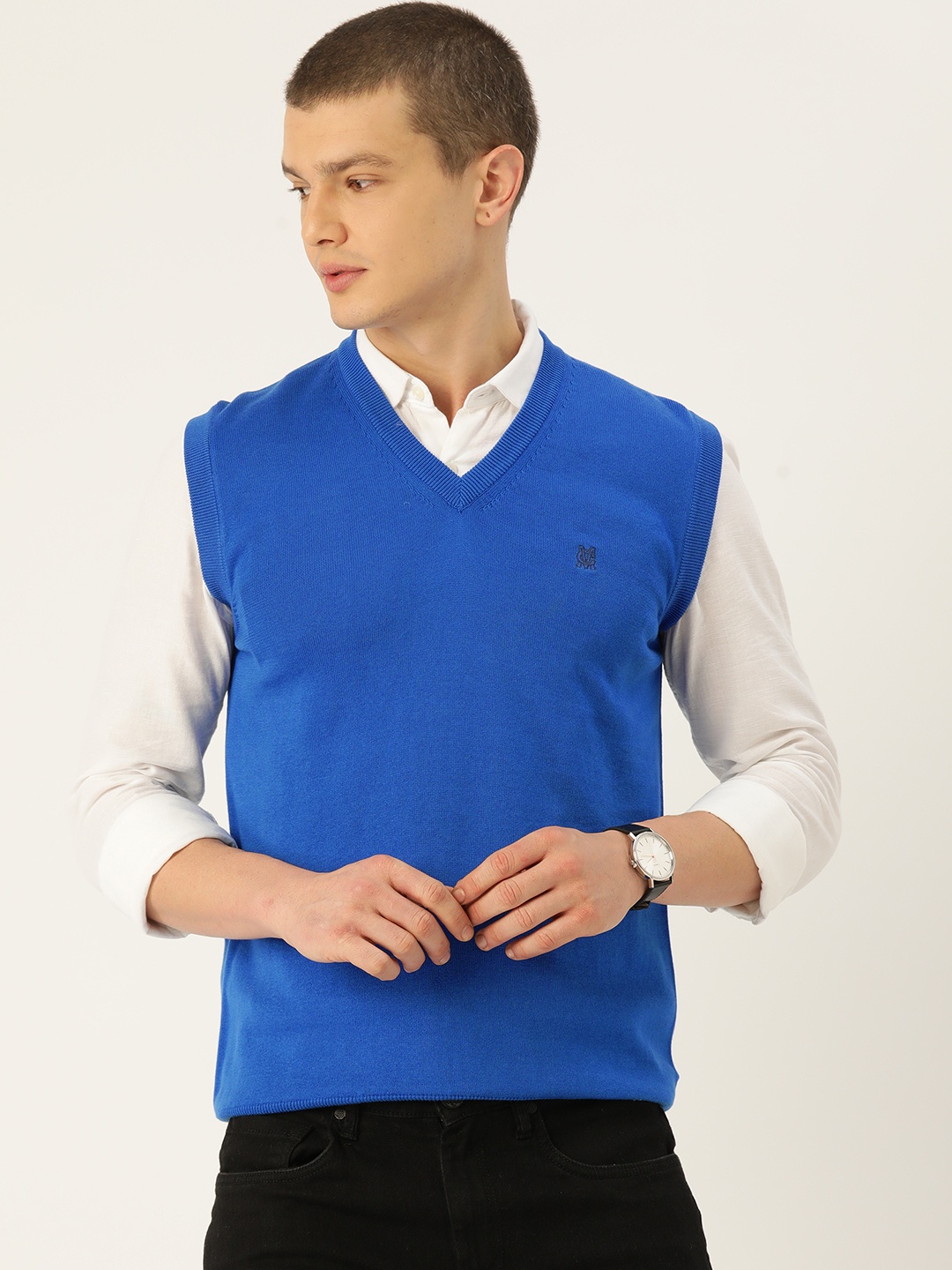 

Monte Carlo Cotton Solid Sweater Vest, Blue