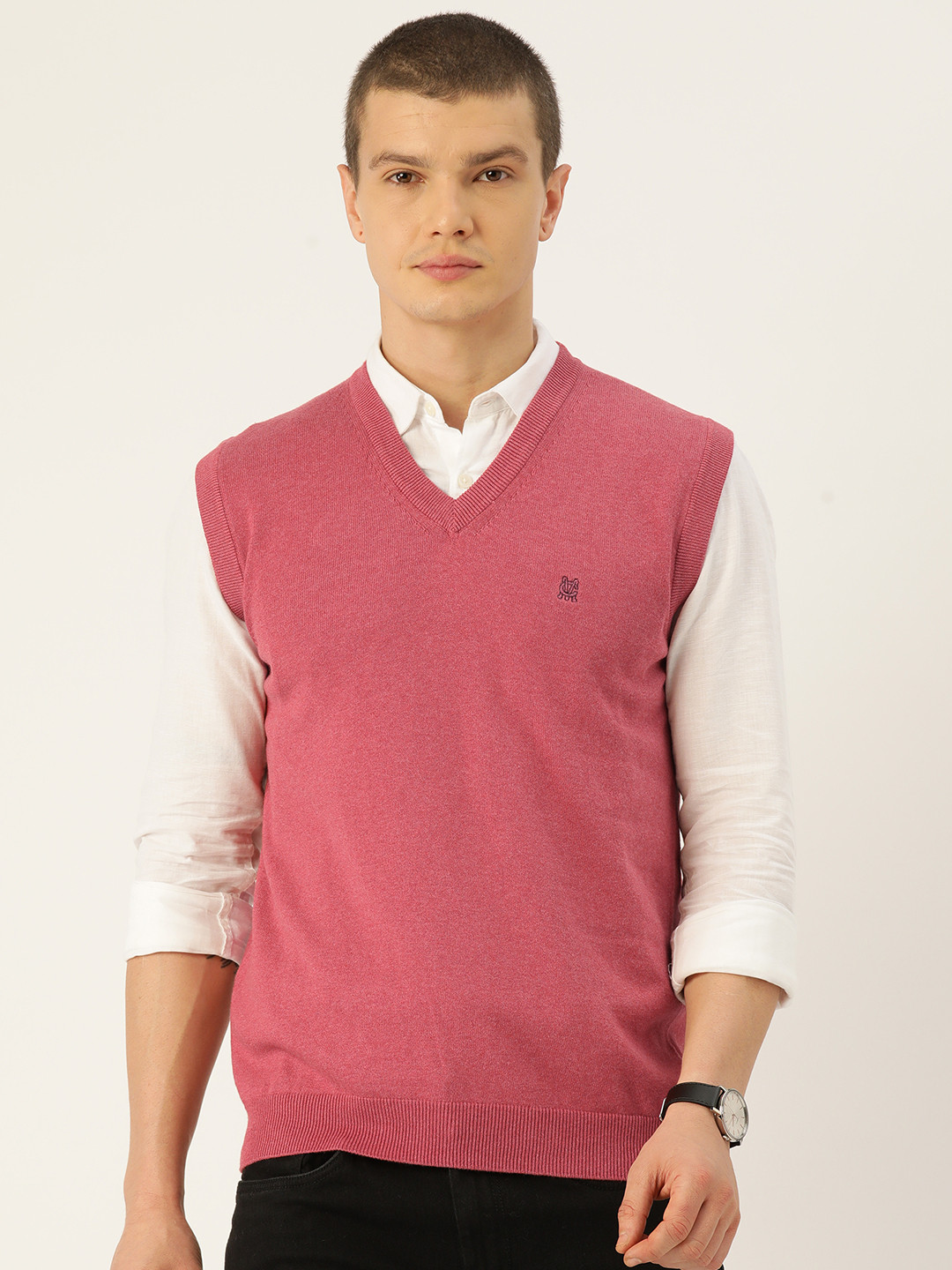 

Monte Carlo Cotton Solid Sweater Vest, Pink