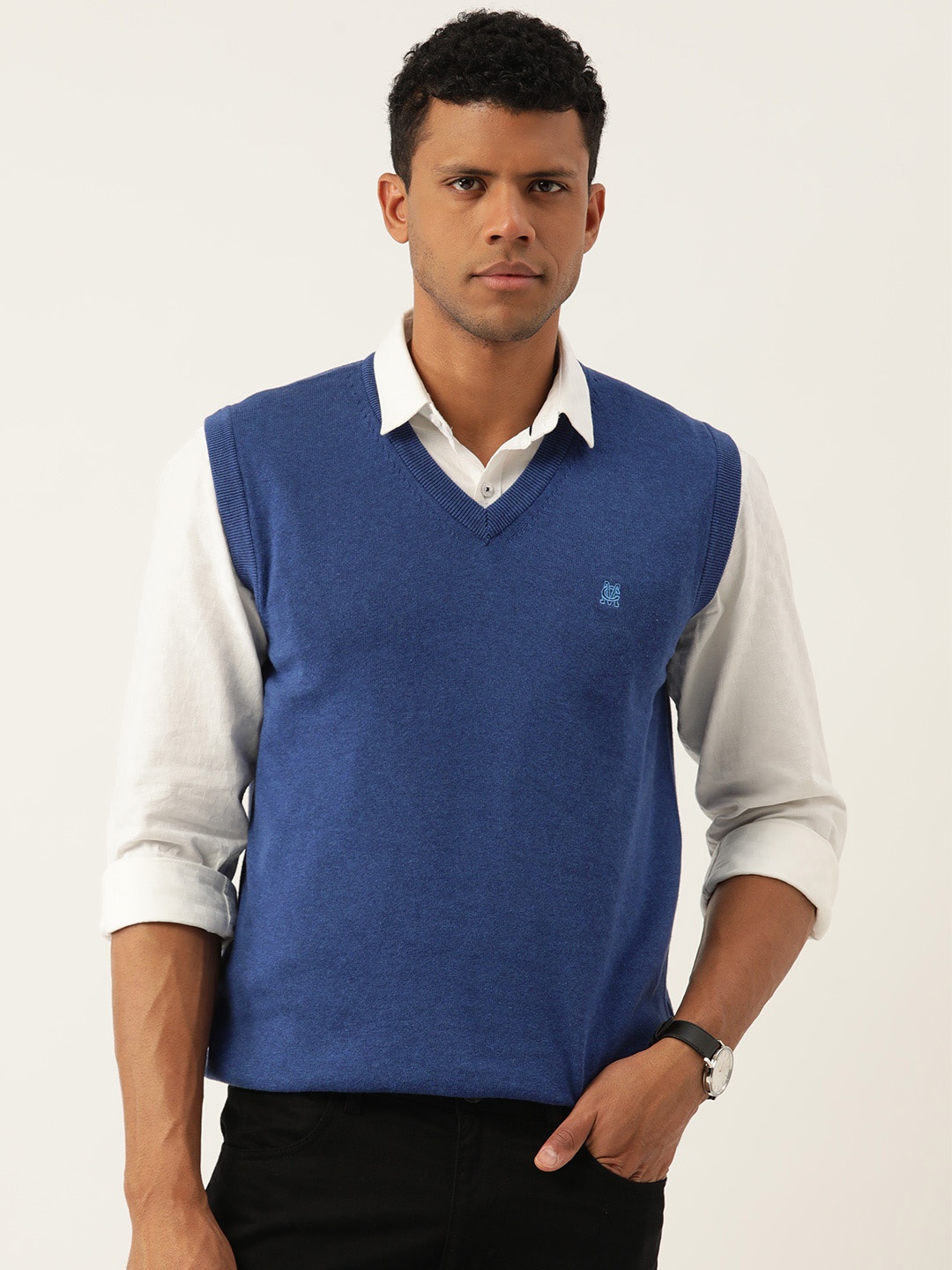 

Monte Carlo Men Cotton Sweater Vest, Blue