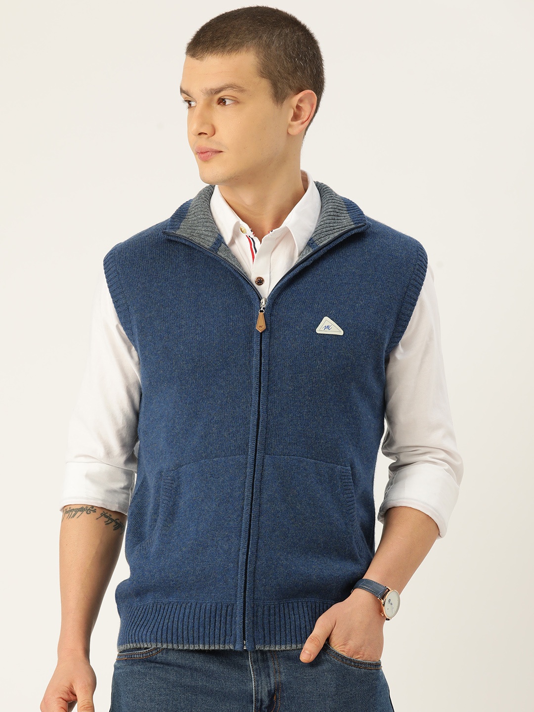 

Monte Carlo Men Zipper Cardigan, Blue