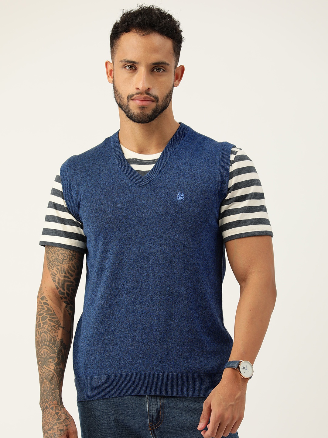 

Monte Carlo Men Pure Cotton Sweater Vest, Teal