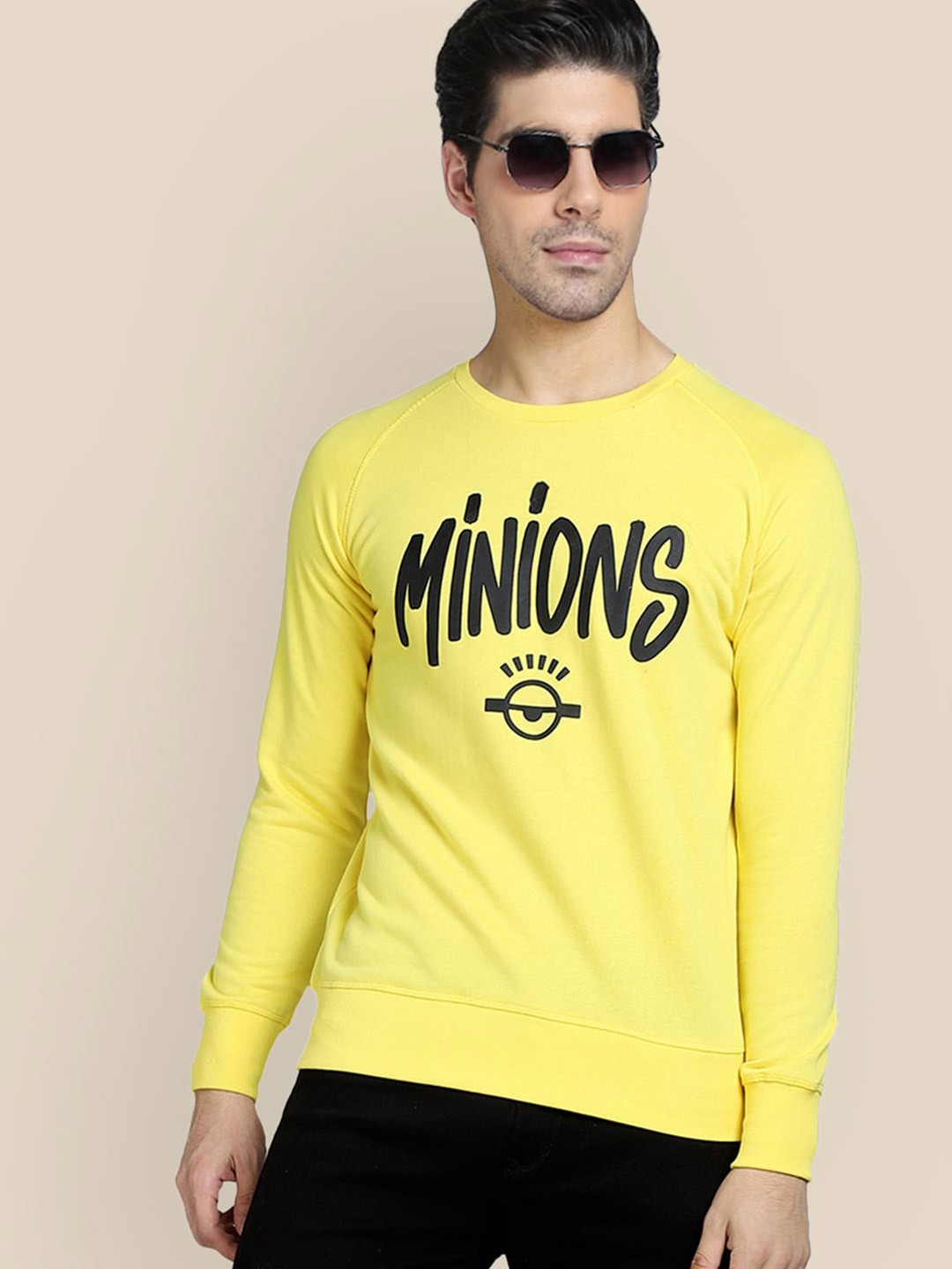 

Free Authority Graphic Minion Printed Cotton Sweatshirts, Yellow